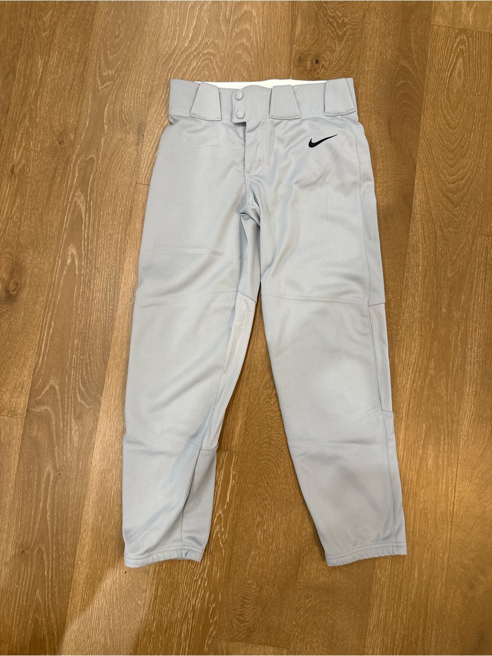 Nike Men's Pale Gray Athletic Joggers with Black Swoosh